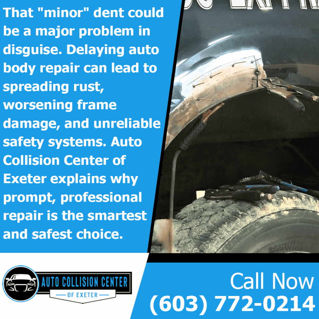 Why Delaying Auto Body Repair in Exeter, NH Is a Risk You Can’t Afford 1 Repairing damaged fender