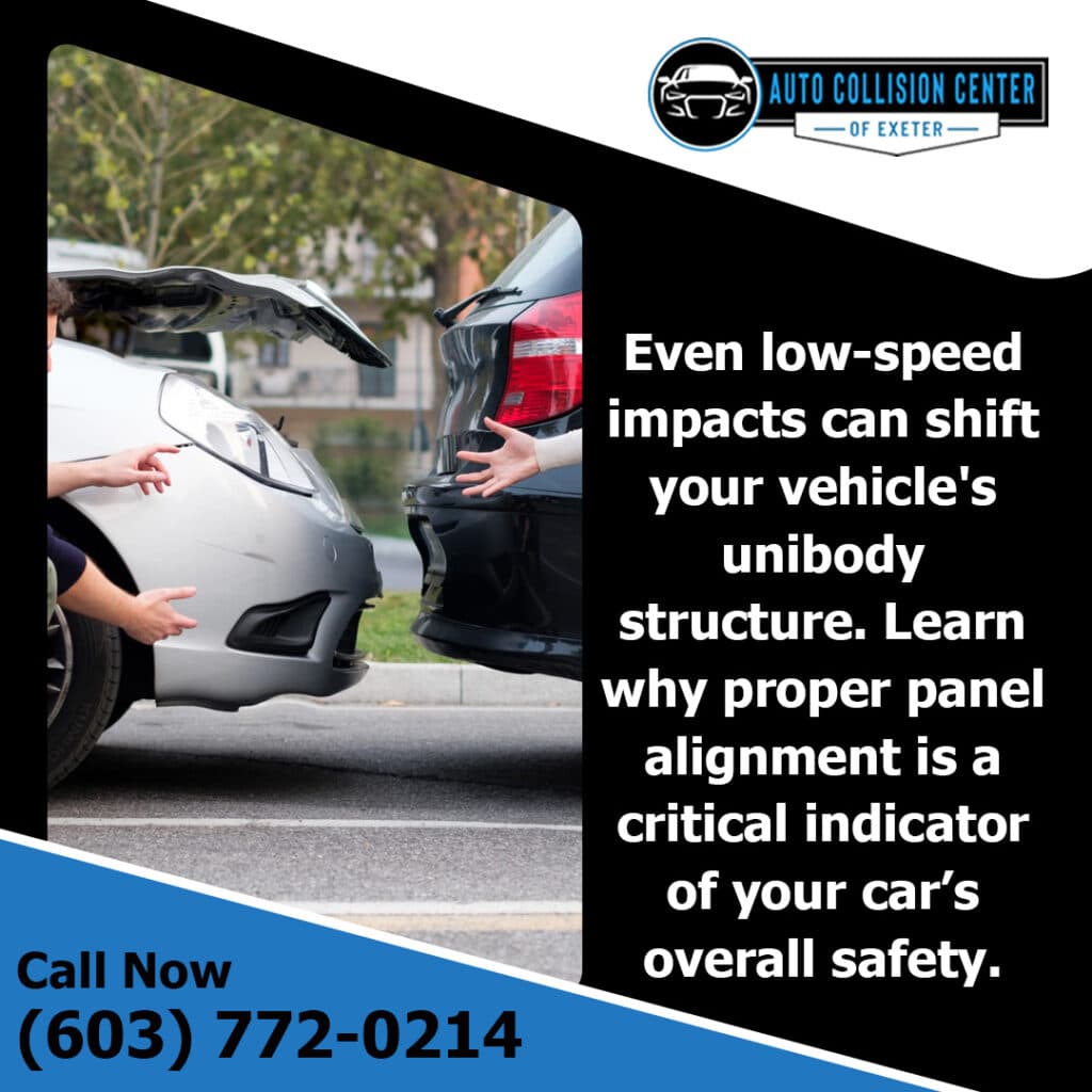 How Auto Body Damage Can Affect Door Fit, Panels, and Safety 1 Low-speed rear-end collision damage showing panel misalignment that may indicate hidden unibody damage.